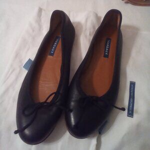 Margaux Demi Ballet Flats, Black Leather, Size 8 Medium